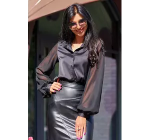 Женская шелковая блуза Самира черного цвета
