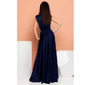 Длинное женское шёлковое платье Фурор в пол темно-синий